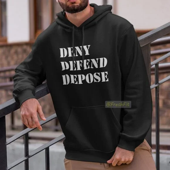 🆕Deny Defend Depose Black Fleece Pullover Hoodie - Picture 1 of 2